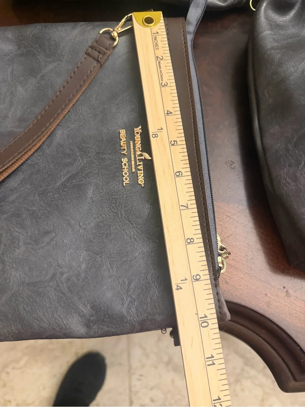 Young Living Black Leather Tote with Matching Pouches